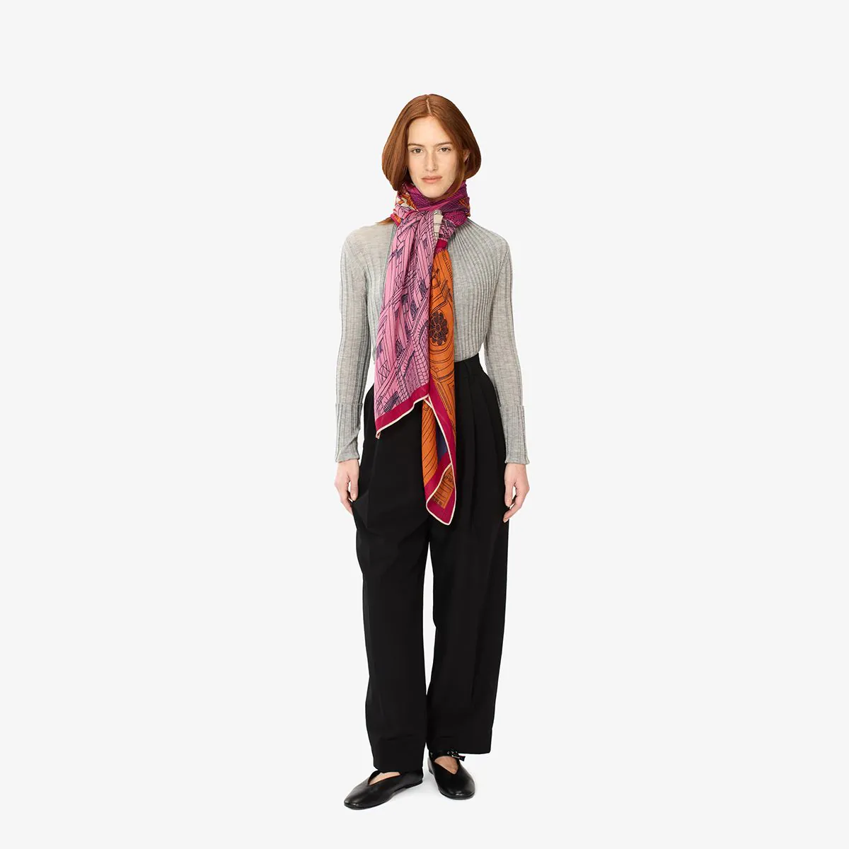 SCARF 100 WOOL PARIS FUCHSIA